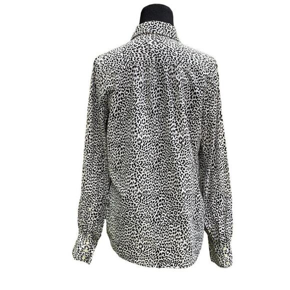 J. Crew Cotton Black & White Long Sleeve Animal Print Button Down Shirt Small - Picture 4 of 5